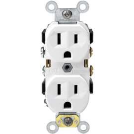 Leviton S02-0CR15-0WS Duplex Receptacle, 15 A, 2-Pole, 5-15R, White