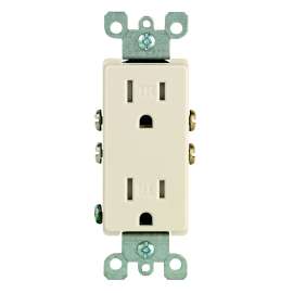 Leviton S04-T5325-00T Duplex Receptacle, 15 A, 2-Pole, 5-15R, Light Almond