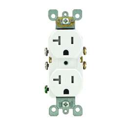 Leviton R52-T5820-0WS Duplex Receptacle, 20 A, 2-Pole, 5-20R, White