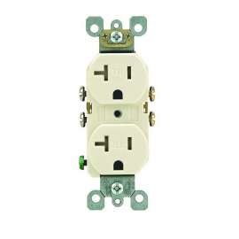 Leviton R56-T5820-0TS Duplex Receptacle, 20 A, 2-Pole, 5-20R, Light Almond
