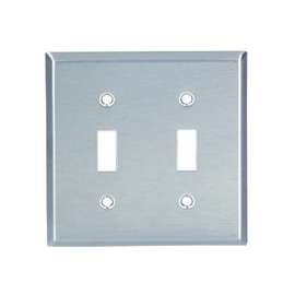 Eaton Wiring Devices 93072-BOX Standard-Size Wallplate, 2-Gang, Stainless Steel