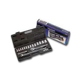 Vulcan Socket Set, 19 Piece, 1/2 In Maxi Drive, Chrome Vanadium Steel, Chrome, Sae