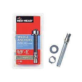 RED HEAD 11310 Wedge Anchor, Steel, Zinc