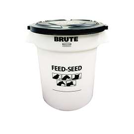 Rubbermaid Brute 1868861 Feed-Seed Container with Lid, 20 gal Capacity, Plastic, White