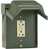 GE Industrial Solutions U010010GRP Outdoor Power Outlet, 120 V, 2-Pole, 14 to 10 AWG, Galvanized Steel, Green