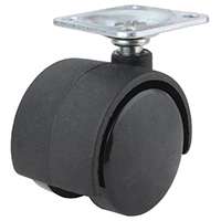 ProSource Dual Wheel Furniture Caster, 40 Lb Capacity, 1-5/8 In Dia Nylon Wheel, Plate Mount, Chrome, Black