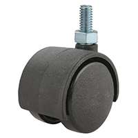 ProSource Dual Wheel Furniture Caster, 75 Lb Load, 2 In Dia, Nylon Wheel, Threaded Stem Mount
