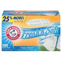 ARM & HAMMER Fresh'n Soft 14997 Dryer Sheet, Clean Burst