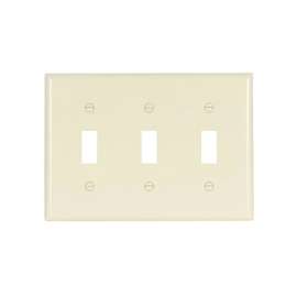 Eaton Wiring Devices 2141LA-BOX Standard-Size Wallplate, 3-Gang, Thermoset, Light Almond