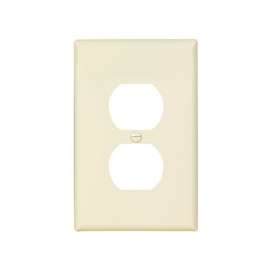 Eaton Wiring Devices PJ8LA Mid-Size Duplex and Single Receptacle Wallplate, 1-Gang, Polycarbonate, Light Almond