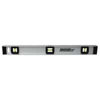 Johnson 1300-2400 Top Reading Tubular Spirit I-Beam Level, 0.014 in Accuracy, 24 in L x 2.3 in H, 3 Vials, Aluminum