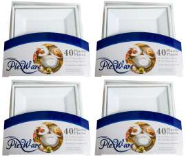 PLEXWARE (4 Sets 40 Pcs Square Plastic Plates – Modern Plastic Dinnerware – Disposable Plates for Weddings Events – 20 Dinner Plates (9.5’’), 20 Salad/Desert Plates (8.2’’) – Reusable and Durable