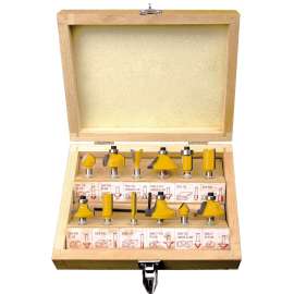 12-piece Router Bit Set with Wood Storage Case