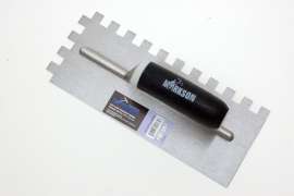 Soft Grip Handle High Carbon Steel Finishing Trowel, Square Notch 1/2" x 1/2