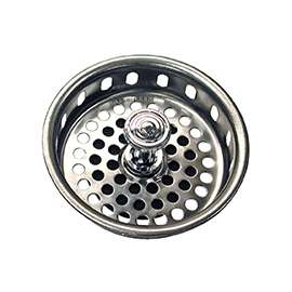 Danco 80900 Basket Strainer with Drop Center Post, 3-3/4 in Dia, Stainless Steel, Chrome