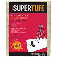 Trimaco SUPERTUFF 51123 Drop Cloth, 15 ft L, 12 ft W, Canvas, Tan