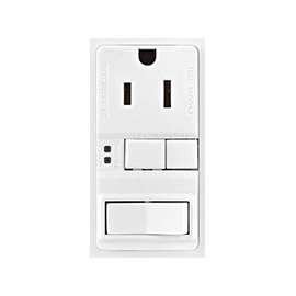 Eaton Cooper Wiring SGFS Series SGFS15W-MSP Duplex GFCI Receptacle/Switch, 120 V Switch, 125 V Receptacle, 1800 W