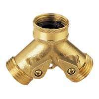 Landscapers Select Garden Hose Connectors, Y With Shut-Off - Brass