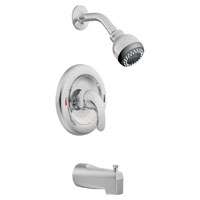 Moen L82839 Tub and Shower Set, 1.75 gpm, 1/2 in, 1 Lever/Knob Handle, Chrome Plated