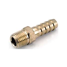 Anderson Metals 129 Series 757001-0404 Hose Adapter, 1/4 in Barb, 1/4 in MPT, Brass