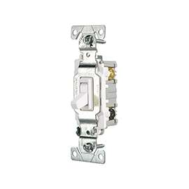 Eaton Wiring Devices CSB315STW-SP Toggle Switch, 120/277 V, Wall Mounting, Nylon, White