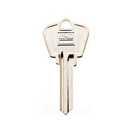 Hy-Ko 11010AR4 Key Blank, 2-1/2 in L x 1.17 in W, Brass, Nickel Plated