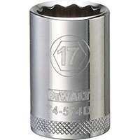 DeWALT DWMT74574OSP Drive Socket, Metric Measuring, 1/2 in Drive, 12-Point, 17 mm Socket, Vanadium Steel