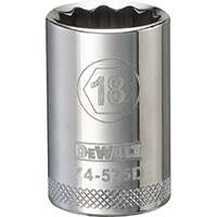 DeWALT DWMT74575OSP Metric Drive Socket, 1/2 in Drive, 12-Point, 18 mm Socket, Steel