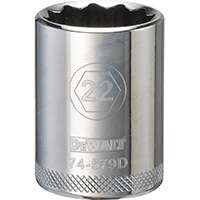 DeWALT DWMT74579OSP Metric Drive Socket, 1/2 in Drive, 12-Point, 22 mm Socket, Steel