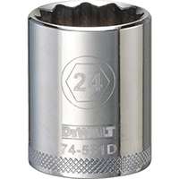 DeWALT DWMT74581OSP Metric Drive Socket, 1/2 in Drive, 12-Point, 24 mm Socket, Steel