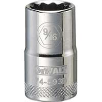 DeWALT DWMT74593OSP Fractional Drive Socket, 1/2 in Drive, 12-Point, 9/16 in Socket, Steel