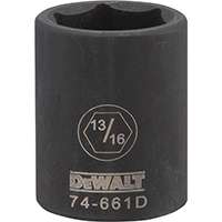 DeWALT DWMT74661OSP Impact Socket, 1/2 in Drive, 13/16 in Socket, 6-Point, Black Oxide