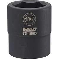 DeWALT DWMT75160OSP Impact Socket, 3/4 in Drive, 1-3/16 in Socket, 6-Point, Black Oxide