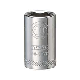 DeWALT DWMT86107OSP Hand Socket, Metric Measuring, 1/4 in Drive, 6-Point, 10 mm Socket, Vanadium Steel