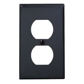 Leviton 80703-E Standard-Size Duplex Receptacle Wallplate, 1-Gang, Thermoplastic Nylon, Black