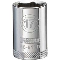 DeWALT DWMT86517OSP Drive Socket, Metric Measuring, 1/2 in Drive, 6-Point, 17 mm Socket, Vanadium Steel