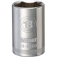 DeWALT DWMT86518OSP Drive Socket, Metric Measuring, 1/2 in Drive, 6-Point, 18 mm Socket, Vanadium Steel
