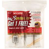 WOOSTER RR868-9 Paint Roller Cover, 3/8 in Thick Nap, Fabric Cover, White