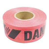 Reinforced Barricade Tape, 3 in x 500 ft, Red, Danger/Peligro