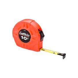 Cresent Lufkin L610 Tape Measure, 10 ft L x 1/2 in W Blade, Steel Blade, Orange