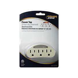 PowerZone Outlet Tap, 125 V, 15 A, 3 Outlet, White