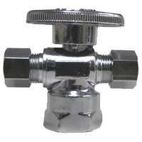Plumb Pak PP20127LF/PBWT113 Shut-Off Valve, 1/2 x 3/8 x 3/8 in FIP x Compression x Compression, Brass, Chrome