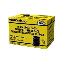 Vulcan FG-03812-10A Drum Liner, 55 gal Capacity, 2 mil Thick, Poly, Black