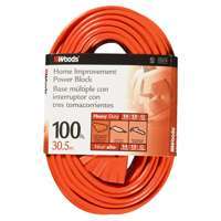 Woods 0827 Extension Cord, 14 AWG, Orange Jacket