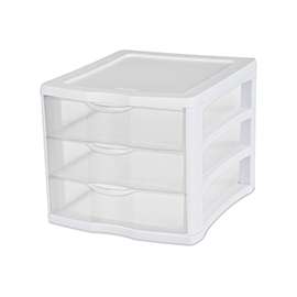 Sterilite 17918004 Drawer Unit, 3-Drawer, Plastic Drawer, Clear