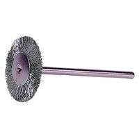 Miniature Stem-Mounted Wheel Brush, 1 1/4in Dia., 0.005in Steel Wire, 37,000 rpm