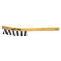 Curved Handle Scratch Brushes, 14 in, 4 X 18 Rows, Steel Wire, Wood Handle