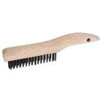 Shoe Handle Scratch Brushes, 10 in, 2X17 Rows, Stainless Steel Wire, Wood Handle