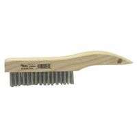 Shoe Handle Scratch Brushes, 10 in, 4X16 Rows, Stainless Steel Wire, Wood Handle