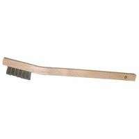 Small Hand Scratch Brushes, 7 1/2 in, Stainless Steel Wire, Curved Wood Handle